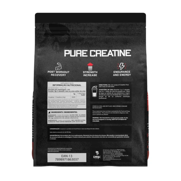 Creatina Monohidratada Pura Refil 1Kg Dark Lab - Creatina Pura 100% Creatina - Imagem 4