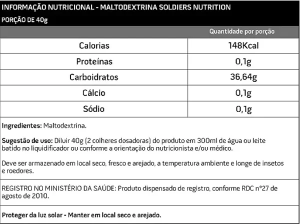 1 Kg Maltodextrina-Importado Puro 100%-Soldiers Nutrition - Imagem 3