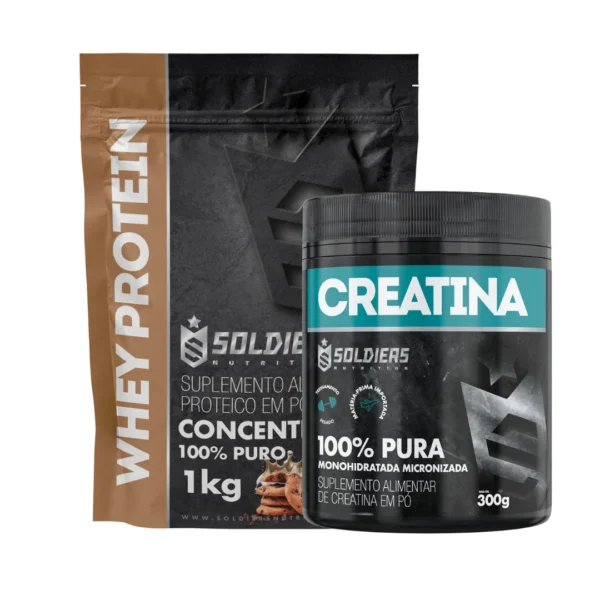 Kit: Whey Protein Concentrado 1Kg + Creatina Monohidratada Pot 300g-Pure 100% Importada-Soldiers Nutrition - Imagem 8
