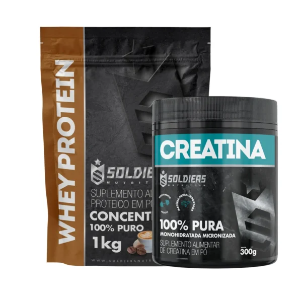 Kit: Whey Protein Concentrado 1Kg + Creatina Monohidratada Pot 300g-Pure 100% Importada-Soldiers Nutrition - Imagem 5