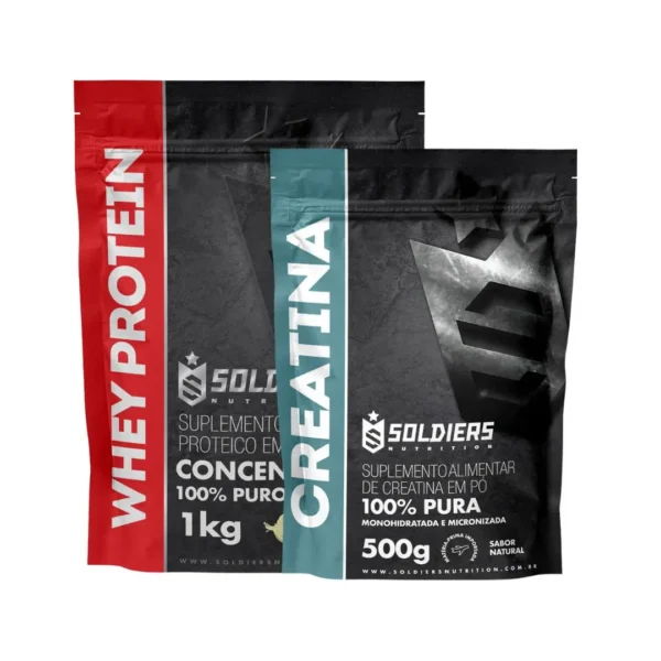 Kit: Whey Protein Concentrado 1Kg + Creatina Monohidratada 500g - 100% Importado-Soldiers Nutrition