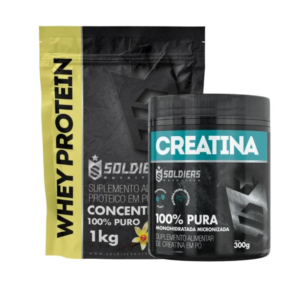 Kit: Whey Protein Concentrado 1Kg + Creatina Monohidratada Pot 300g-Pure 100% Importada-Soldiers Nutrition - Imagem 6