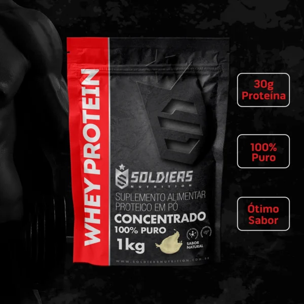 Whey Protein Concentrado 1kg - 100% Importado-Soldiers Nutrition - Imagem 2