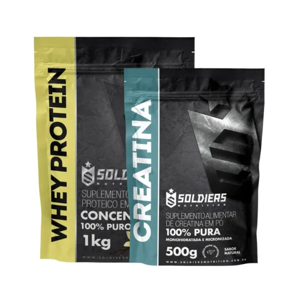 Kit: Whey Protein Concentrado 1Kg + Creatina Monohidratada 500g - 100% Importado-Soldiers Nutrition - Imagem 9