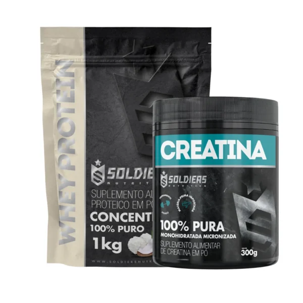 Kit: Whey Protein Concentrado 1Kg + Creatina Monohidratada Pot 300g-Pure 100% Importada-Soldiers Nutrition - Imagem 10