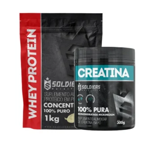 Kit: Whey Protein Concentrado 1Kg + Creatina Monohidratada Pot 300g-Pure 100% Importada-Soldiers Nutrition